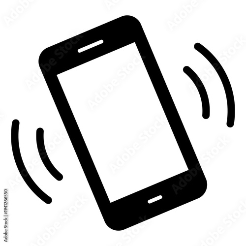 Vibrating smartphone icon solid mobile phone with motion waves vibration alert notification concept for incoming call message alarm mobile device interface symbol