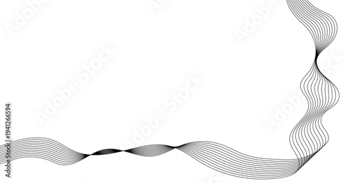 Minimalist abstract background with thin black lines on a white background. Smooth curved lines. Vector illustration.