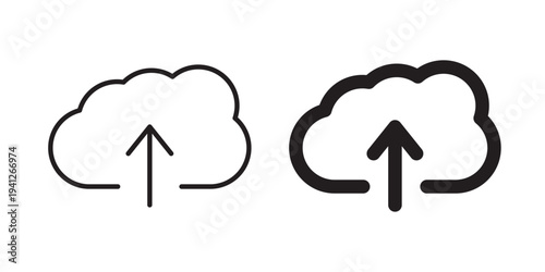 Cloud upload icon for web, design. Linear illustrations, editable strokes