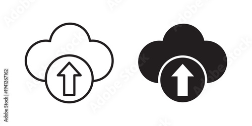 Cloud upload icon for web, design. Linear illustrations, editable strokes