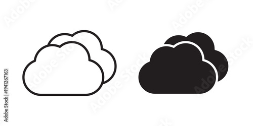 Clouds icon for web, design. Linear illustrations, editable strokes