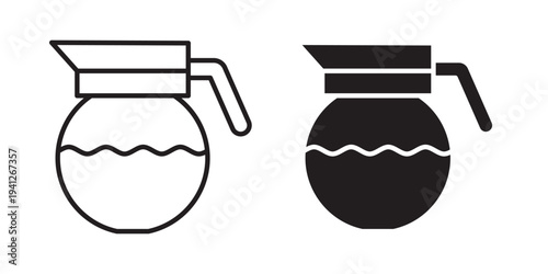 Coffee pot icon for web, design. Linear illustrations, editable strokes