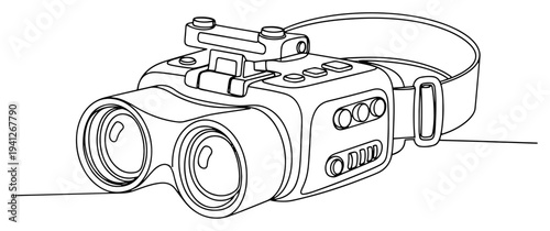 Continuous one line drawing of night vision goggles tactical head mounted device