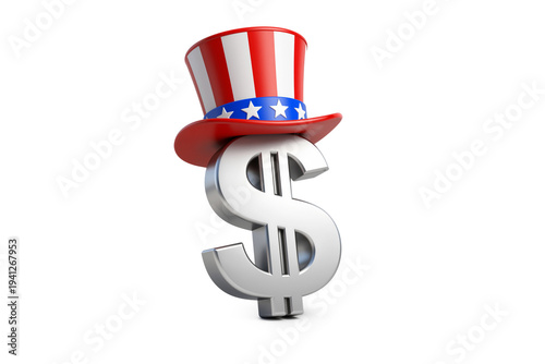 Silver Dollar Symbol Wearing Patriotic American Hat for Financial Independence