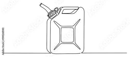 Continuous line drawing of a metal jerry can for fuel storage