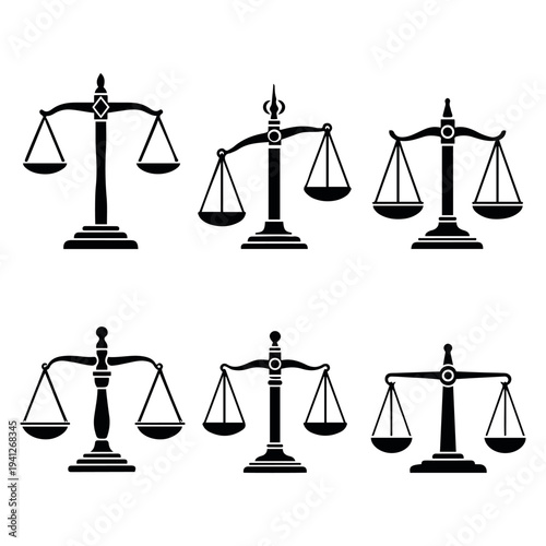 Print A black and white image of a set of scales with the words