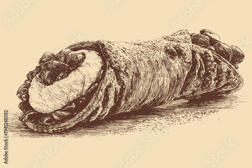 Cannoli pastry illustration in a vintage style. This vector illustration can be used in any size you like for advertising, logos, and other work.
