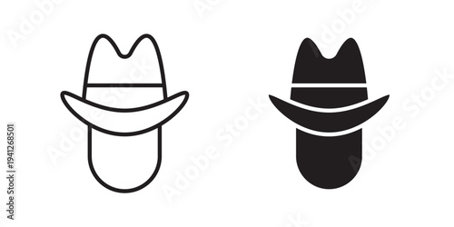 Cowboy icon for web, design. Linear illustrations, editable strokes