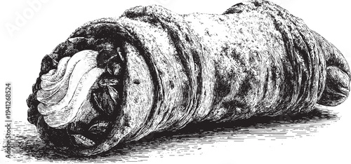 Cannoli pastry illustration on a white background. This vector illustration can be used in any size you like for advertising, logos, and other work.
