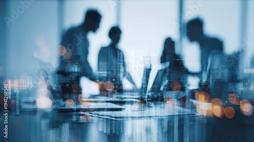 Business team meeting silhouette abstract