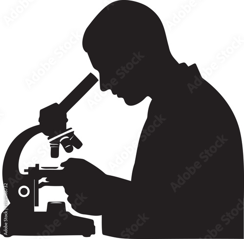 Scientist observing sample under microscope, focused on research, laboratory, science, discovery, study, examination