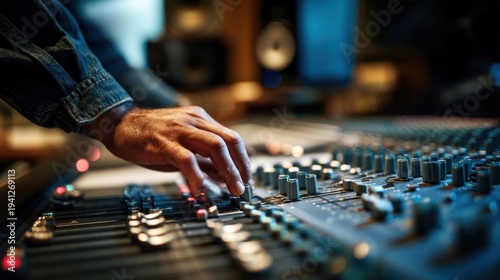 Audio engineer adjusting sound equipment