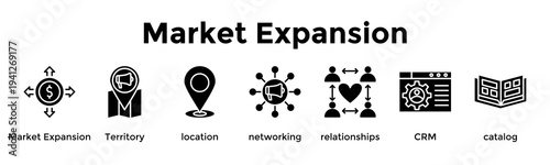 Market Expansion Banner Web Icon Vector Illustration Concept For Market Expansion, Territory, Location, Networking, Relationships, Crm, Catalog