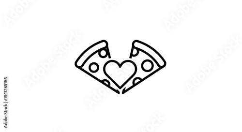 Pizza Heart Icon - Love for Pizza, Foodie Symbol, Romantic Meal Concept