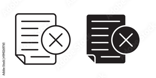 Delete Document icon for web, design. Linear illustrations, editable strokes
