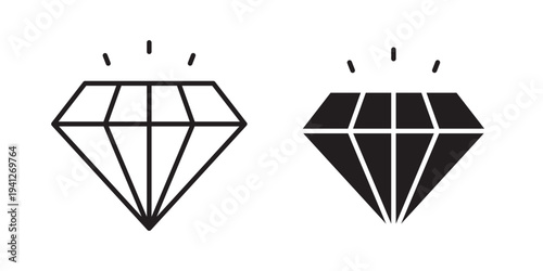 Diamond icon for web, design. Linear illustrations, editable strokes