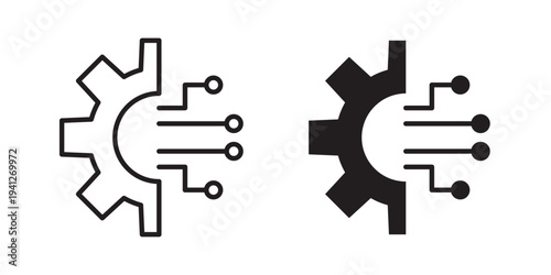 Digital transformation icon for web, design. Linear illustrations, editable strokes