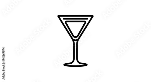 Minimalist Martini Glass Icon, Simple Cocktail Drink Outline, Elegant Barware Vector