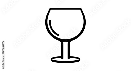 Minimalist Outline Icon of a Wine Glass