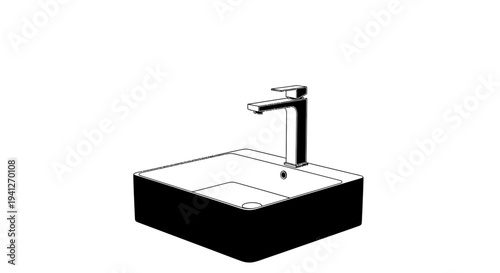 Modern Bathroom Sink with Sleek Faucet - Minimalist Design