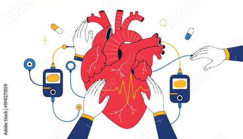Cardiovascular Health Medical Monitoring Heart Care Illustration.eps