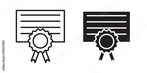 Diploma icon for web, design. Linear illustrations, editable strokes