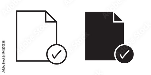 Document accept icon for web, design. Linear illustrations, editable strokes