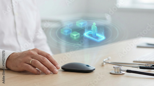 Digital healthcare concept shows patient journey through virtual routing