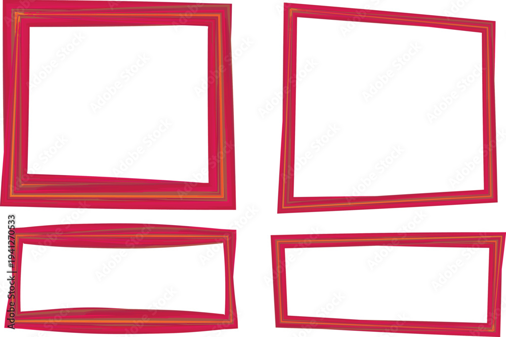 Obraz premium red color square and rectangle thickness geometric curve frames shapes