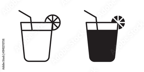 Drink icon for web, design. Linear illustrations, editable strokes