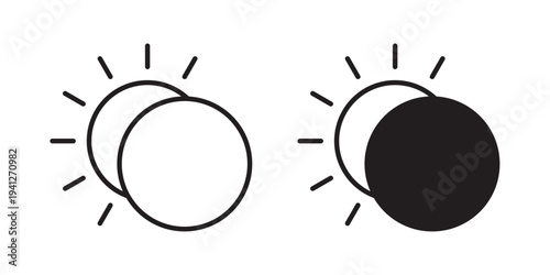Eclipse icon for web, design. Linear illustrations, editable strokes