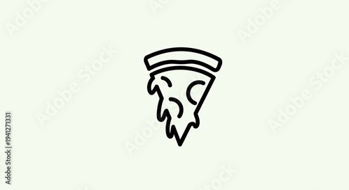 Hand-drawn slice of pizza icon with dripping cheese on a light background