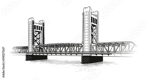 Historic Drawbridge Sketch - Iconic Architecture and Engineering Marvel