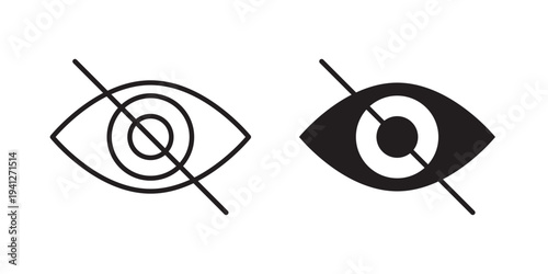 Eye crossed icon for web, design. Linear illustrations, editable strokes