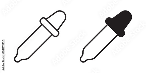 Eye dropper icon for web, design. Linear illustrations, editable strokes