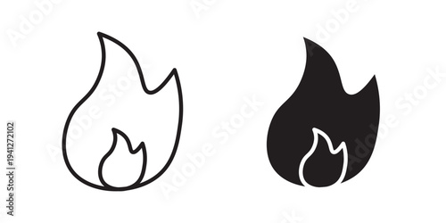 Flame icon for web, design. Linear illustrations, editable strokes