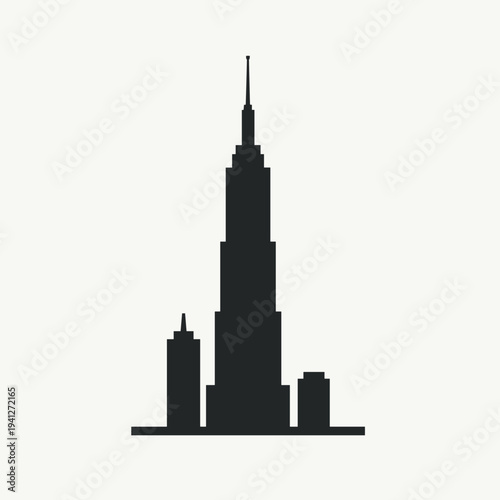 silhouette of skyscraper against a light background, representing iconic city architecture and modern urban design. Useful for articles on city planning, tourism, or architectural trends.