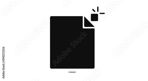 Document Icon with Small Square and Sparkles - Digital File Management Concept