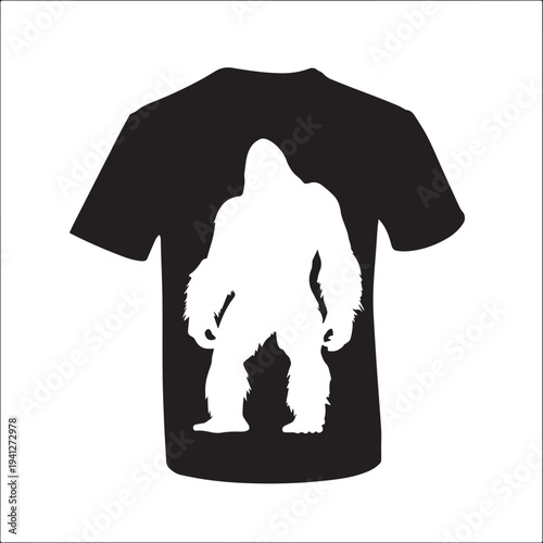 T-Shirt Back Gorilla Silhouette Design Vector - Powerful Primate Apparel