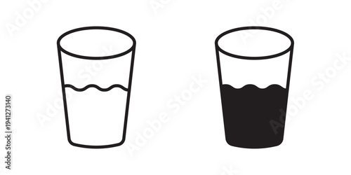 Glass Water icon for web, design. Linear illustrations, editable strokes