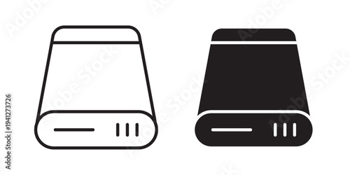 Hard Disk icon for web, design. Linear illustrations, editable strokes