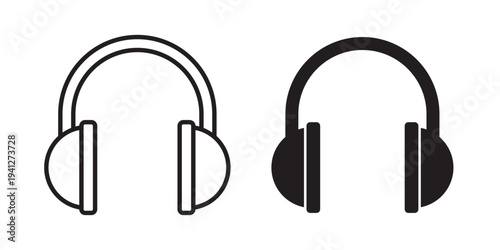 Headset icon for web, design. Linear illustrations, editable strokes