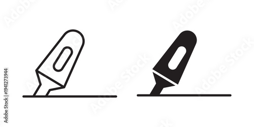 Highlighter icon for web, design. Linear illustrations, editable strokes