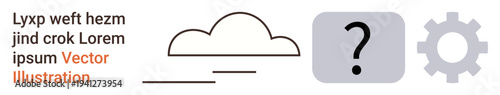 Cloud storage, decision-making, problem-solving, innovation, systems management, technology solutions. A cloud, question mark and gear icon are visible. Cloud storage and decision-making