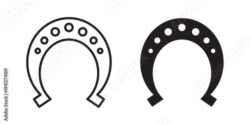 Horseshoe icon for web, design. Linear illustrations, editable strokes