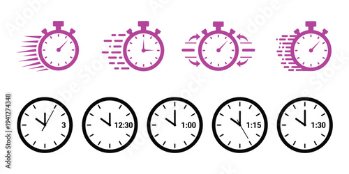 Clocks and stopwatches time concept illustration