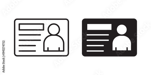 ID badge icon for web, design. Linear illustrations, editable strokes
