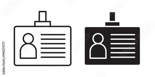 ID badge icon for web, design. Linear illustrations, editable strokes