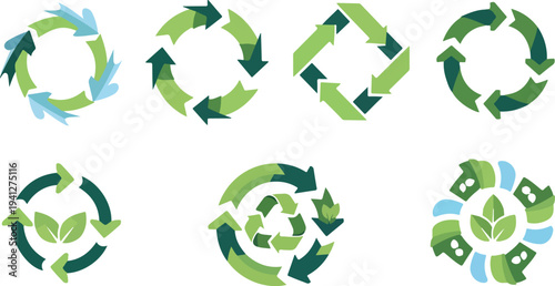 Set of 6 eco recycling icons vector