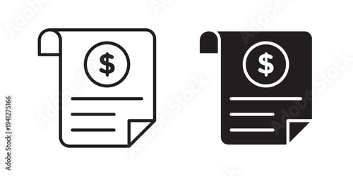 Invoice icon for web, design. Linear illustrations, editable strokes